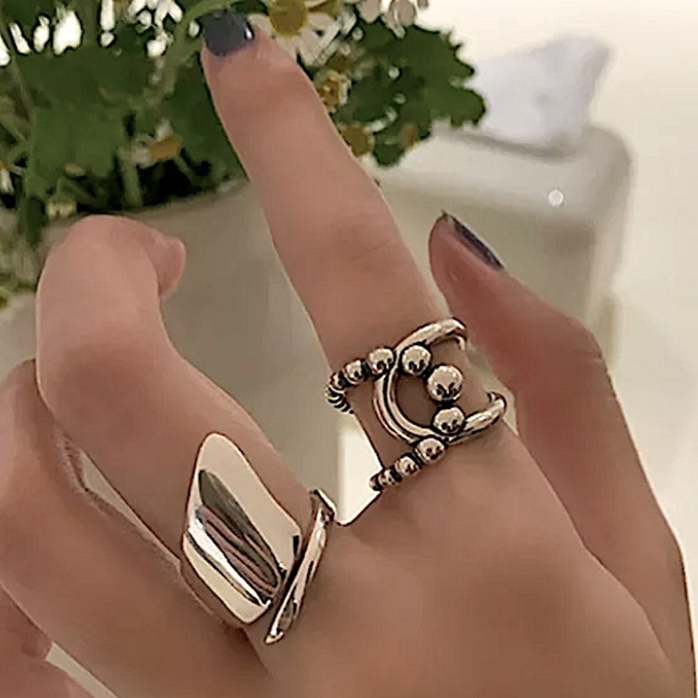 Minimalist Sterling Silver 2PC Ring Set Waterproof Tarnish-Free Stackable